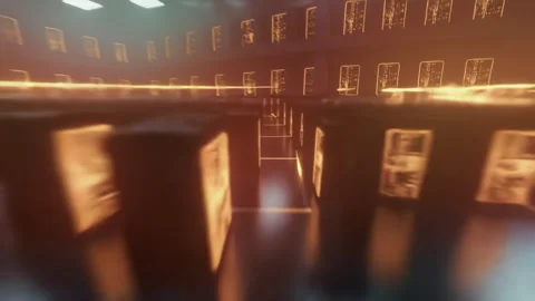 Futuristic Data Center with Glowing Elements and Mist Effects Stock Footage 319576810