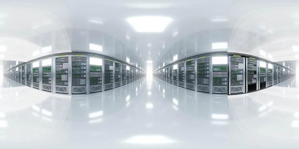 Futuristic Data Center with Server Racks 360 vr panorama Illustrazione stock