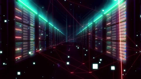 Futuristic Data Center Server Room Technology Background Stock Footage 334902767