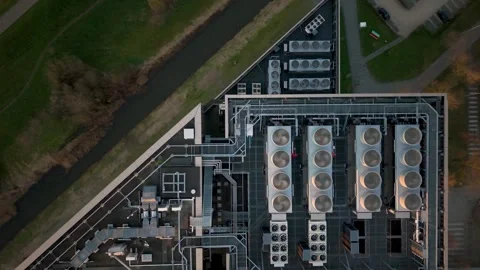 Futuristic Data Center Tower from Above in Netherlands, High Tech Infrastructure 库存影片 331247976
