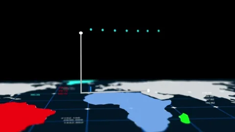 Futuristic data dashboard with circular gauges animation Stockbeeldmateriaal 329112516