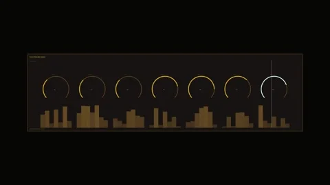 Futuristic Data Dashboard Gauge Display Seamless Loop Stock Footage 342115644