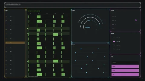 Futuristic Data Dashboard HUD Seamless Loop Stock Footage 342100645