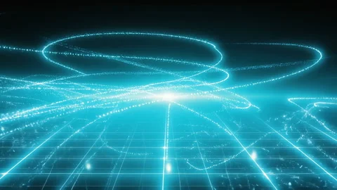 Futuristic Data Flow Lines Across Digital Grid Stock Footage 319076251