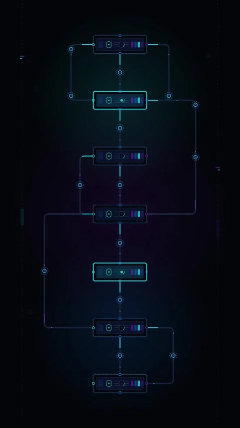 Futuristic data flow network animation with glowing digital nodes and cyber.. Stock Footage 348283729