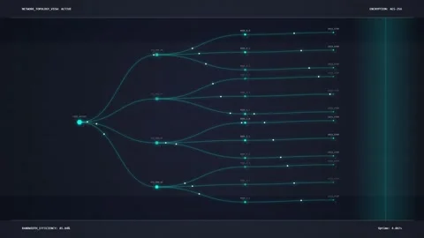 Futuristic Data Flow Network Visualization - Abstract Technology Background Stock Footage 348421293