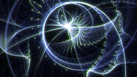 Futuristic data flow particle swirl network background Stock Illustration