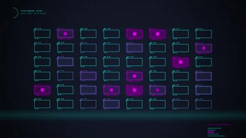 Futuristic Data Grid: Abstract Digital Network with Glowing Nodes and Lines Stock Footage 348415752