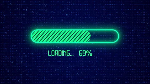 Futuristic Data Grid with Matrix Code, Digital Loading Bar on Background Stock-Footage 339380819