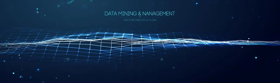 Futuristic data grid with particle flow Stock Illustration