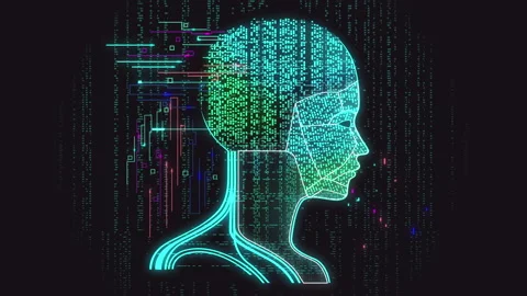 Futuristic Data Holographic Head Abstract HUD Technology Background 스톡 동영상 237257089