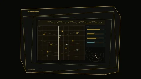Futuristic Data HUD Status Dashboard Seamless Loop Stock Footage 342220331