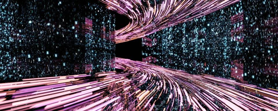 Futuristic data information communication internet visualization on dark Stock Illustration