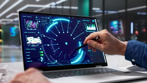 Futuristic Data Intelligence Dashboard Stock Footage 329308269