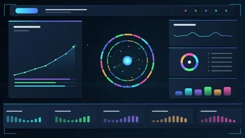 Futuristic Data Interface with Animated HUD Elements Stock Footage 341507720
