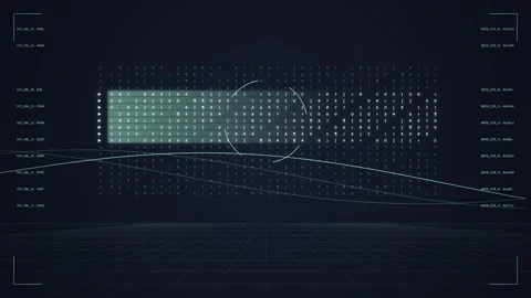 Futuristic Data Interface: Digital Grid, Graphs, and Abstract Tech Background Stock Footage 348421330