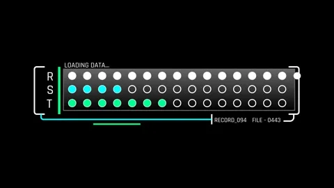 Futuristic Data Loading Matrix With Row Status And Progress Indicators Stock Footage 344960968