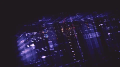 Futuristic data matrix AI simulation featuring metaverse inspired elements, an Stock Footage 305735337