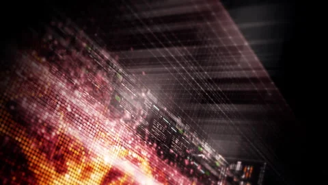 Futuristic data matrix AI simulation featuring metaverse inspired elements, an Stock Footage 305735420