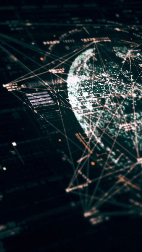 Futuristic Data Matrix Simulation Background Video stock 269493920