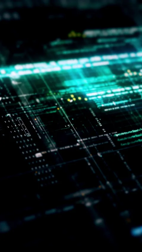Futuristic Data Matrix Simulation Background Video stock 269507780