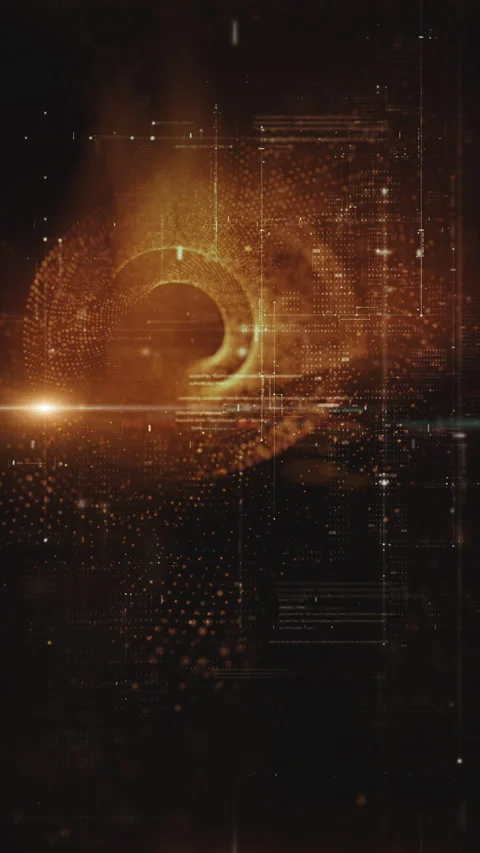 Futuristic Data Matrix Simulation HUD Background Video stock 181520341