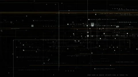 Futuristic Data Matrix Simulation HUD Background Vídeo Stock 198643136
