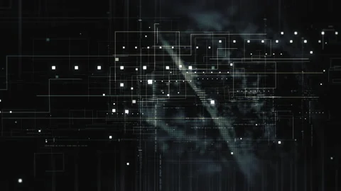 Futuristic Data Matrix Simulation HUD Background Video stock 198643810