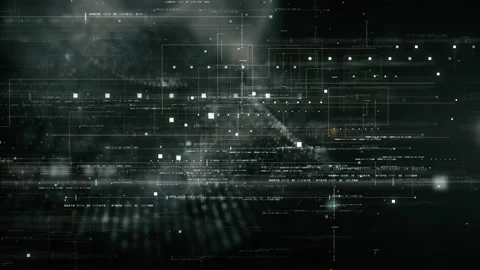 Futuristic Data Matrix Simulation HUD Background Stock Footage 198689088