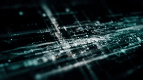 Futuristic Data Matrix Simulation HUD Background Vídeo Stock 201941744