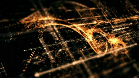 Futuristic Data Matrix Simulation HUD Background Vídeos de archivo 202066298
