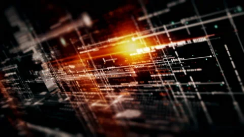 Futuristic Data Matrix Simulation HUD Background 動画素材 202068075