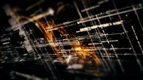 Futuristic Data Matrix Simulation HUD Background 库存影片 202068177