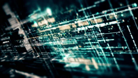 Futuristic Data Matrix Simulation HUD Background 库存影片 202069946