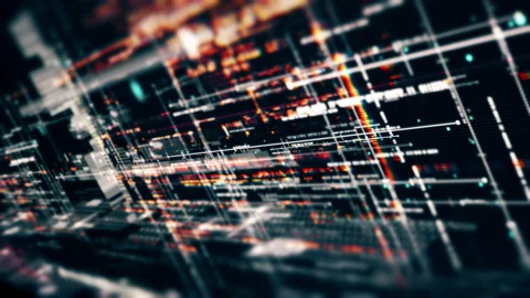 Futuristic Data Matrix Simulation HUD Background Видео 202070063