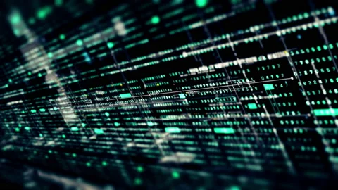 Futuristic Data Matrix Simulation HUD Background Stockbeeldmateriaal 202072278