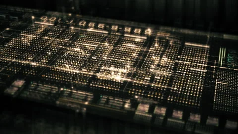 Futuristic Data Matrix Simulation HUD Background Stock Footage 202239896