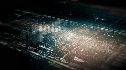 Futuristic Data Matrix Simulation HUD Screen Stock-Footage 220170932