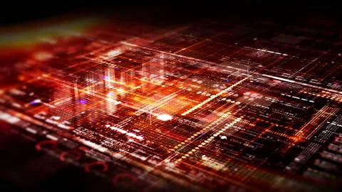 Futuristic Data Matrix Simulation HUD Screen 動画素材 221160694