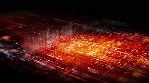 Futuristic Data Matrix Simulation HUD Screen Stockbeeldmateriaal 223808170