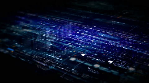 Futuristic Data Matrix Simulation HUD Screen Видео 223808621