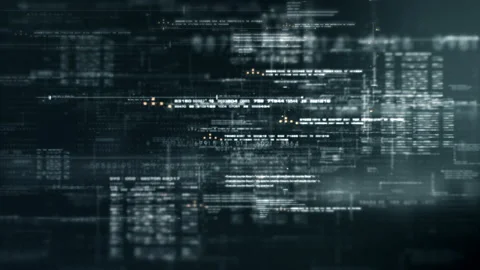 Futuristic Data Matrix Simulation HUD Screen Stock-Footage 229521254