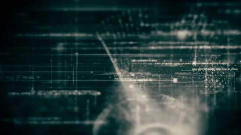 Futuristic Data Matrix Simulation HUD Screen Vídeo Stock 232283507