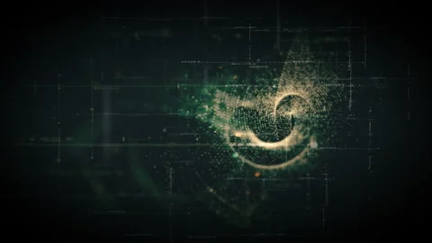 Futuristic Data Matrix Simulation HUD Screen Stock Footage 232283518