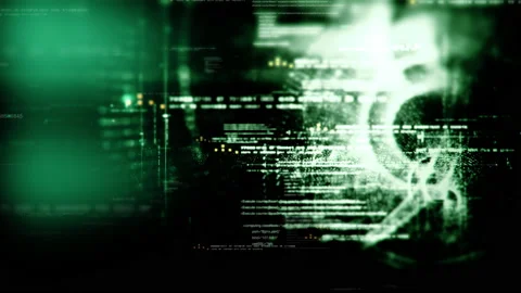 Futuristic Data Matrix Simulation HUD Screen 库存影片 232283910