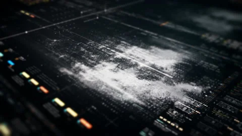 Futuristic Data Matrix Simulation HUD Screen Vidéo 233562002