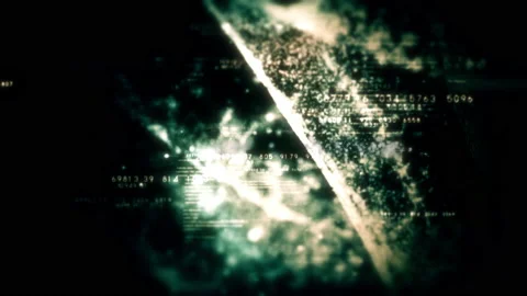Futuristic Data Matrix Simulation HUD Screen Stock Footage 233890656