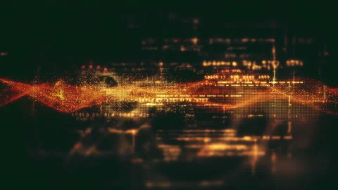 Futuristic Data Matrix Simulation HUD Screen 库存影片 233890809