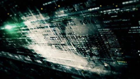 Futuristic Data Matrix Simulation HUD Screen Background Видео 234592037