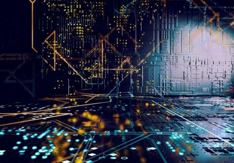 Futuristic data matrix, telemetry and simulation display of encrypted numbers Stock Illustration